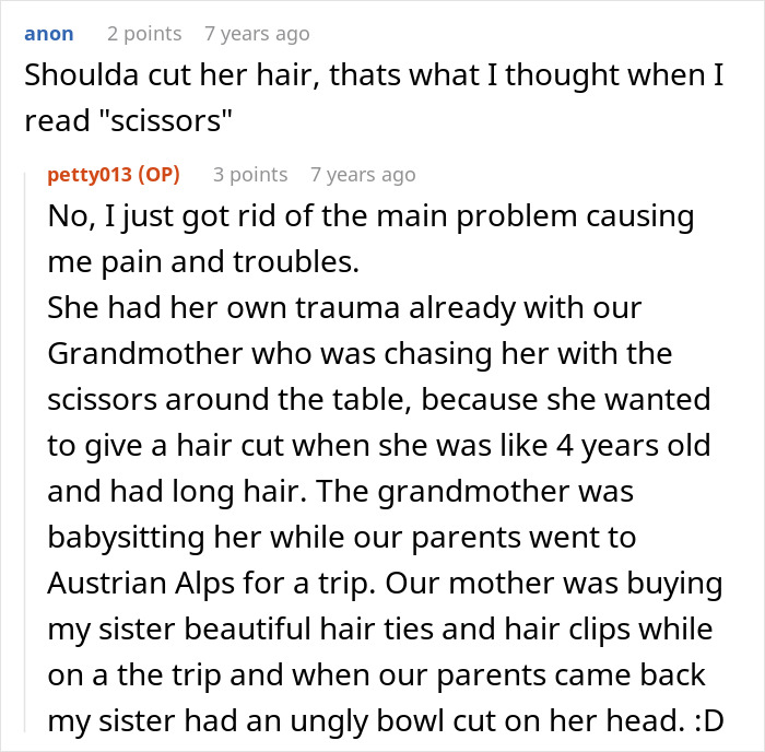 Screenshot of an online discussion about a mom not defending her kid, leading to her taking matters into her own hands.