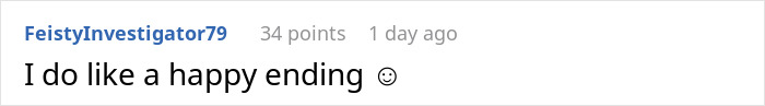 A user comment on a woman leaving her marriage, stating "I do like a happy ending" with a smiley face.