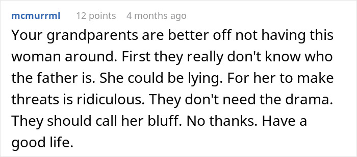 Comment on a forum post discussing a pregnant woman pressuring ex&rsquo;s teen son to help raise her baby, facing refusal and conflict.