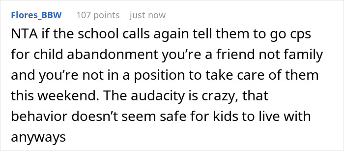 Screenshot of a social media comment discussing a single mom treating a friend like a free sitter for her autistic child.