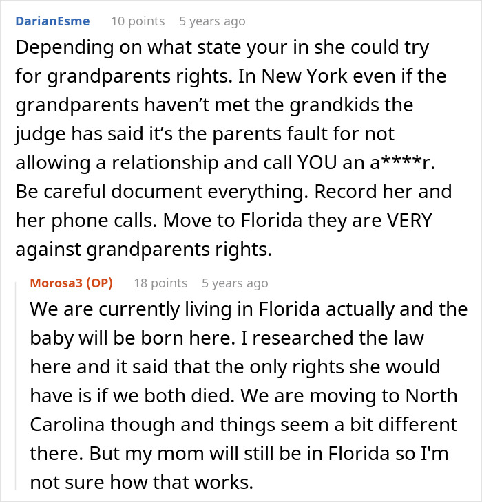 Comments discussing mom&rsquo;s creepy behavior and concerns about grandparents rights and baby custody laws in Florida and North Carolina.