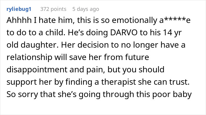 Screenshot of an online comment expressing anger over a dad forgetting his teen's birthday and its emotional impact. Screenshot of an online comment expressing anger over a dad forgetting his teen's birthday and its emotional impact.