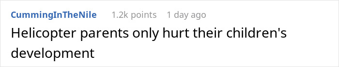 Comment about helicopter parents and children's development, relating to kid work mother fired issues in parenting. Comment about helicopter parents and children's development, relating to kid work mother fired issues in parenting.