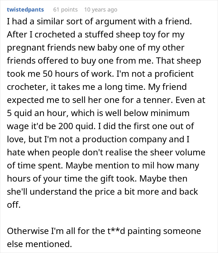 MIL Demands Free Painting From Woman She Constantly Made Fun Of: "It's Not A Serious Job" MIL Demands Free Painting From Woman She Constantly Made Fun Of: "It's Not A Serious Job"