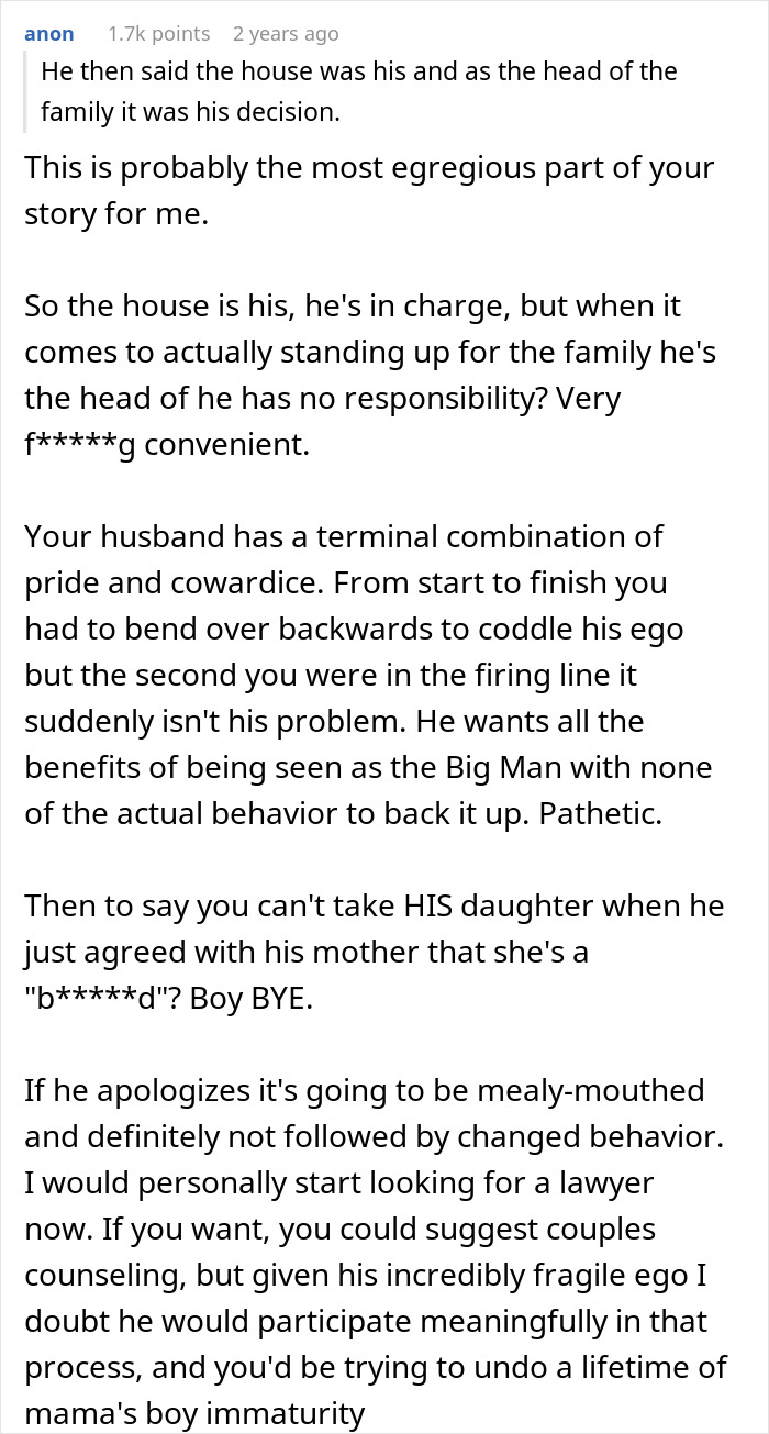 A Reddit thread showing a user's comment about a man who feels emasculated by his donor baby, criticizing his fragile ego.