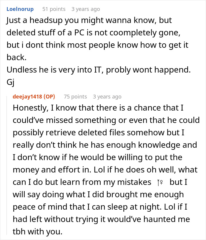 Reddit conversation about boyfriend plans to leave girlfriend and her ensuring he ends up with nobody.