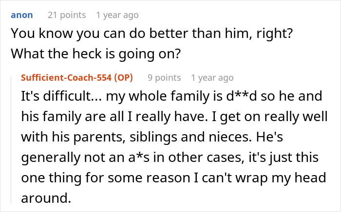 A Reddit thread discussing a woman leaving her job due to a husband's disrespect, then deciding to quit the marriage instead.