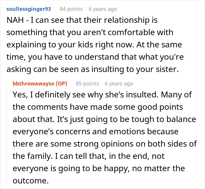Comments discussing challenges of polyamorous relationships, open affection, and family concerns about children&rsquo;s understanding.