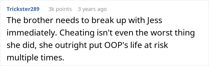 Reddit comment discussing SIL feeding info to unstable ex and pregnant woman cutting off contact due to scary truth revealed.