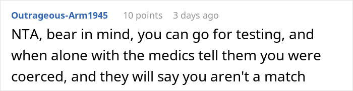 Comment on Reddit discussing a man refusing to donate kidney to 77-year-old dad to keep Frankenstein&rsquo;s monster alive.