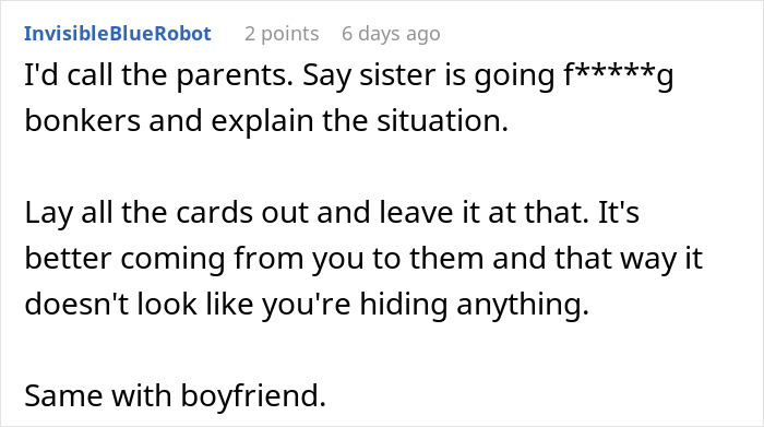 Screenshot of a Reddit comment discussing a woman accused of sleeping with her sister&rsquo;s fianc&eacute; over a coincidence.