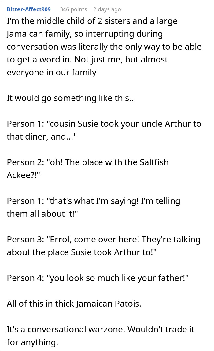 Man Upset Spouse Stopped Telling His Parents About Their Vacation Because He Interrupted Them Man Upset Spouse Stopped Telling His Parents About Their Vacation Because He Interrupted Them