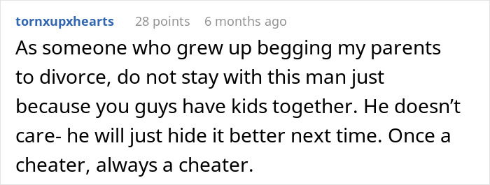 Comment warning about staying with a man who hides things, referencing creepy and borderline predatory behavior. Comment warning about staying with a man who hides things, referencing creepy and borderline predatory behavior.