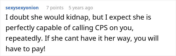 Screenshot of online comment discussing mom&rsquo;s creepy behavior leaving woman shocked and trembling about potential CPS involvement.