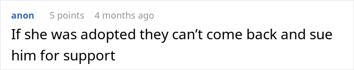 Comment on a social media post about family drama involving DNA tests and child support disputes.