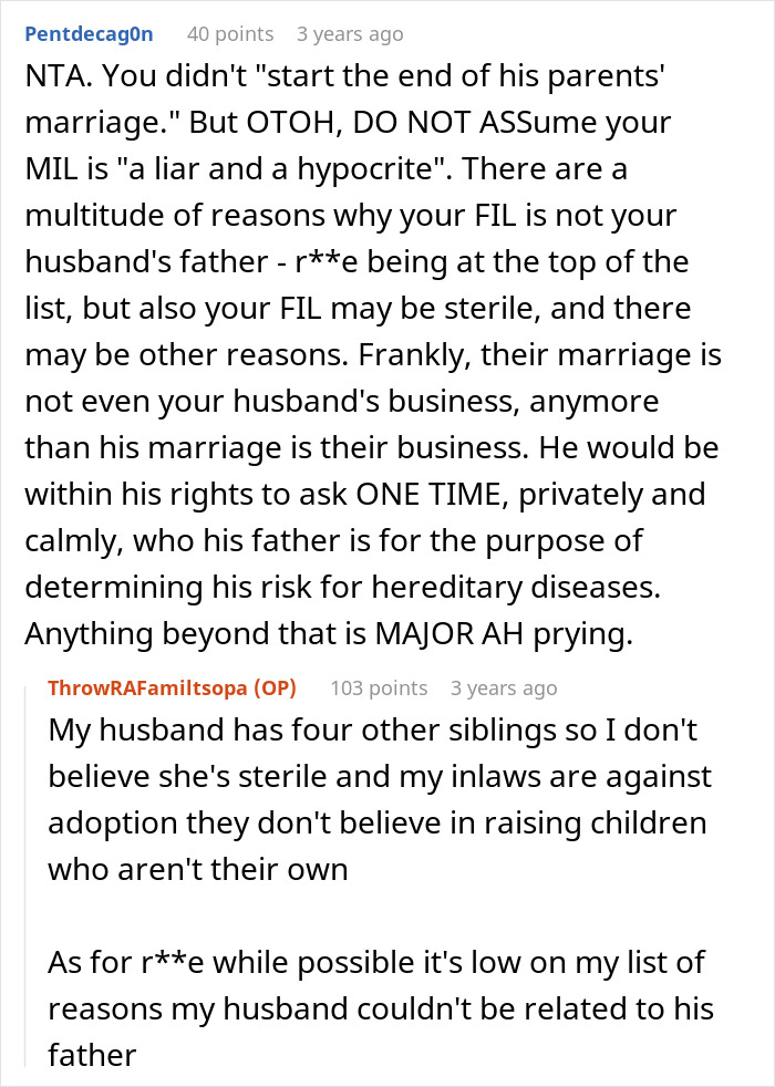 Reddit post discussing family secrets, DNA test, and the complexities of parentage. Unraveling MIL's dark secret.