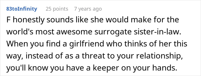 Comment discussing a woman breaking up with her boyfriend after seeing his female friend's close relationship with his family. Comment discussing a woman breaking up with her boyfriend after seeing his female friend's close relationship with his family.
