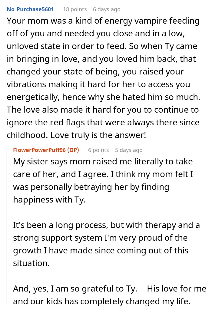 Woman shares a crazy story about her mom involving emotional struggles and family drama like a soap opera.