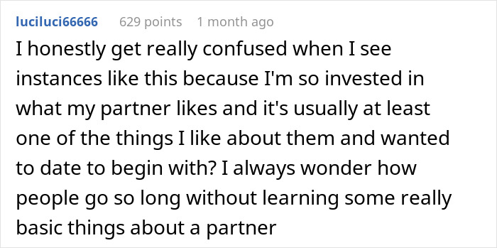 Comment expressing confusion about understanding a partner's interests, reflecting on buying concert tickets for boyfriend&rsquo;s birthday.