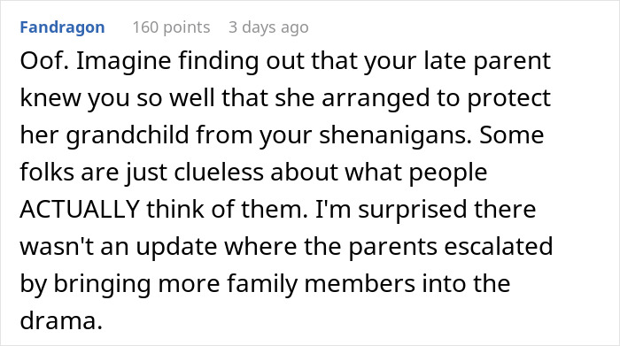 Comment about brother demanding sister&rsquo;s heirloom ring for proposal, highlighting family drama and selfishness dispute.