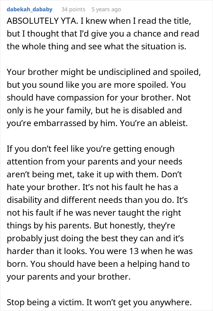 The Internet Calls Out This College Student After She Reveals Why She Hates Her Disabled Brother