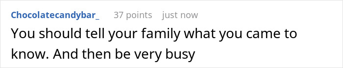 A comment on an online forum advises, "You should tell your family what you came to know. And then be very busy." Relates to Toxic Bestie drama.