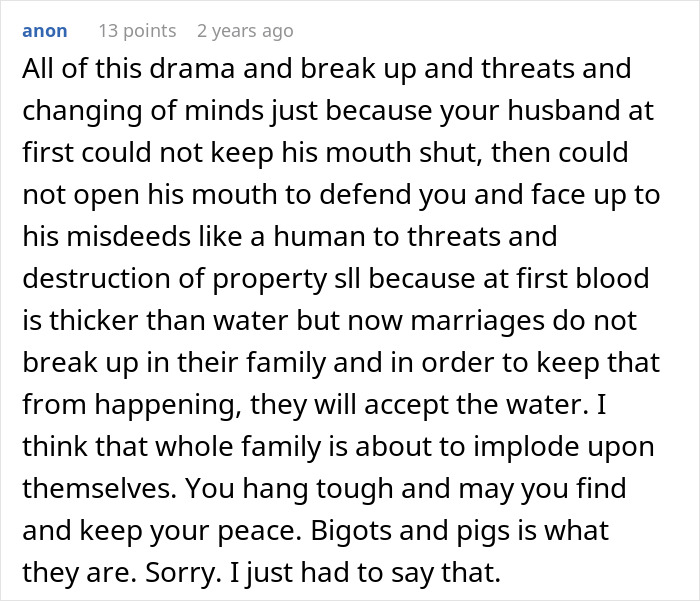 A Reddit comment about a husband feeling emasculated by his donor baby, leading to family drama.