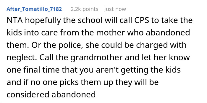 Screenshot of a Reddit comment discussing neglect and abandonment of children by a single mom expecting free sitter help.