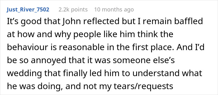 Comment from user Just_River_7502 expressing frustration over husband neglecting pregnant wife after bonding with chosen family.