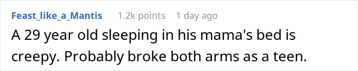 A Reddit comment from Feast_like_a_Mantis, about MIL fights over a baby name and family drama.