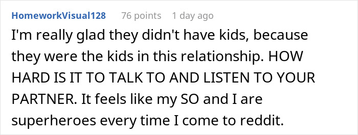 A Reddit comment discussing the husband's disrespect, emphasizing communication in a marriage, and how easy it should be.