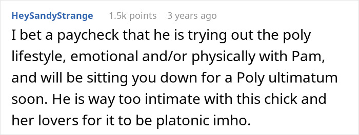 Comment on a forum discussing a husband neglecting his pregnant wife after finding his chosen family and trying a polyamorous lifestyle.