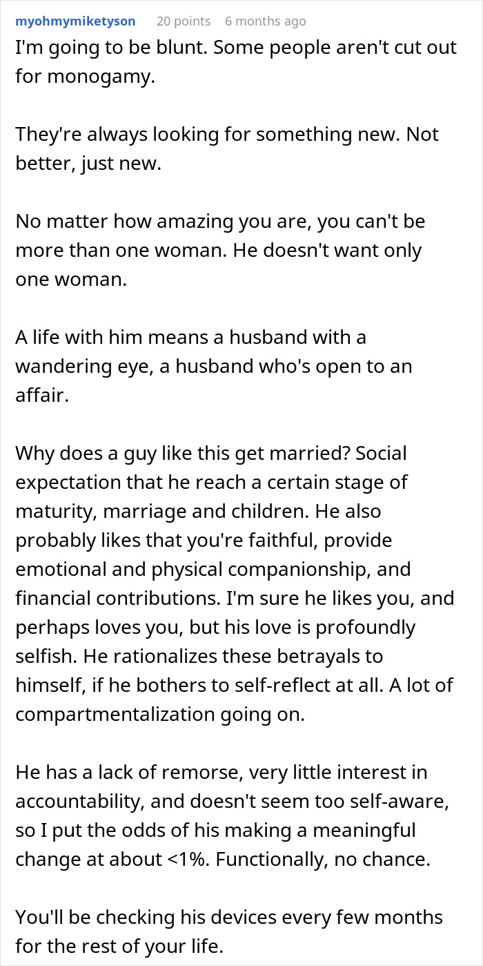 Text post discussing a husband’s wandering eye and a wife confronting creepy and borderline predatory behavior. Text post discussing a husband’s wandering eye and a wife confronting creepy and borderline predatory behavior.