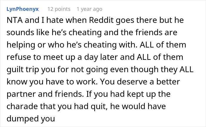 A Reddit comment on a white background, discussing a woman's decision to quit her marriage after disrespect.