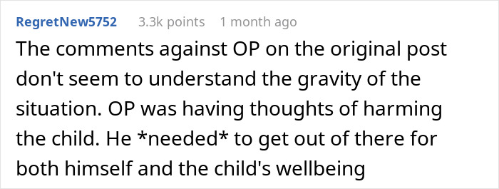 Reddit comment about a dad potentially harming his child, highlighting the importance of the dad leaving for safety. Reddit comment about a dad potentially harming his child, highlighting the importance of the dad leaving for safety.