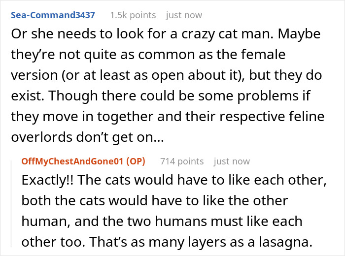 Comments discussing the challenges of relationships between crazy cat lovers and their cats when seeking K-Drama romance.