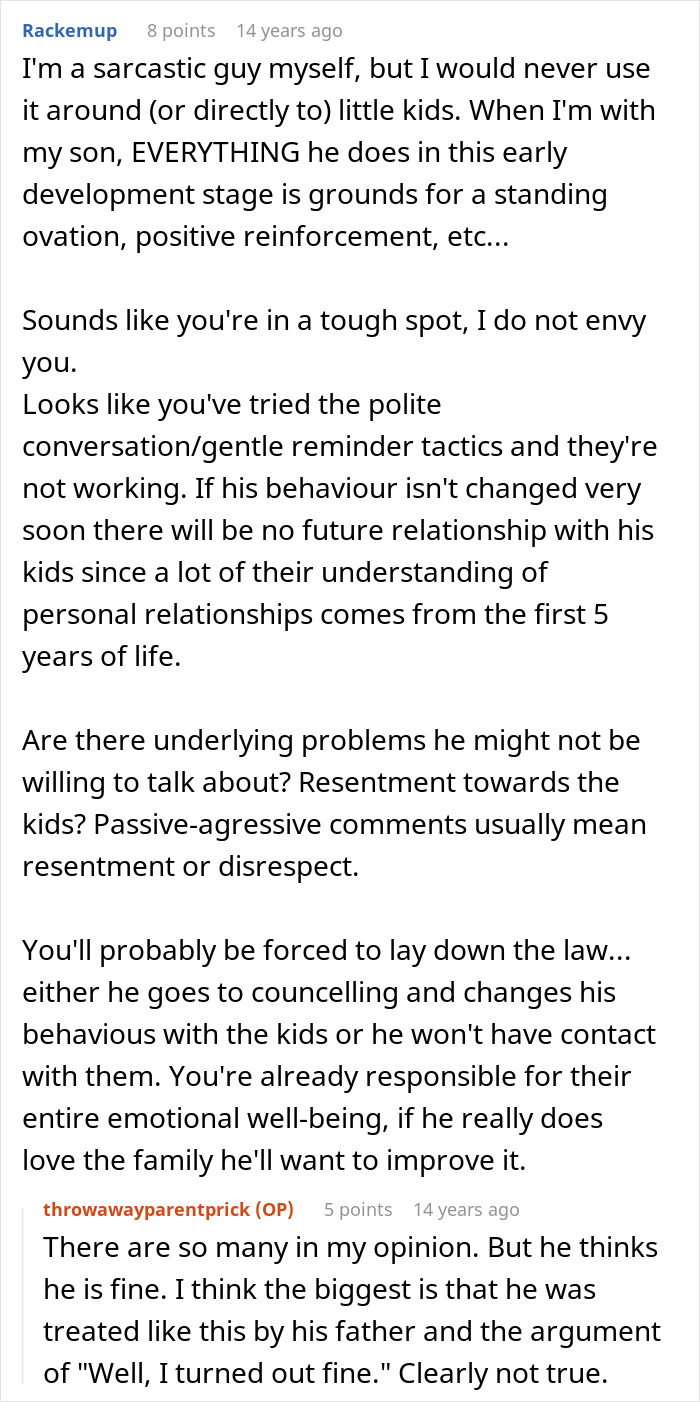 Text conversation about a husband being awesome to his wife but a jerk to their kids and discussing behavior changes. Text conversation about a husband being awesome to his wife but a jerk to their kids and discussing behavior changes.