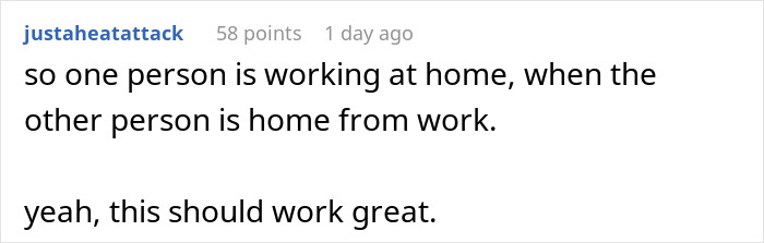 A Reddit comment by justheatattack discusses a shared workspace conflict leading to marriage problems.