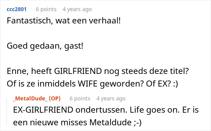 A Reddit thread in Dutch, discussing a perfect revenge story. The comments are about an employee getting payback on a horrible boss.