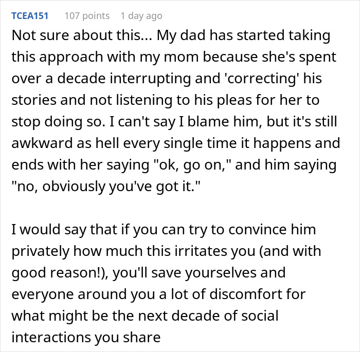 Man Upset Spouse Stopped Telling His Parents About Their Vacation Because He Interrupted Them Man Upset Spouse Stopped Telling His Parents About Their Vacation Because He Interrupted Them