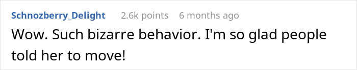 A Reddit comment from Schnozberry_Delight about someone taking a seat at the main wedding table, showing 2.6k points and posted 6 months ago.