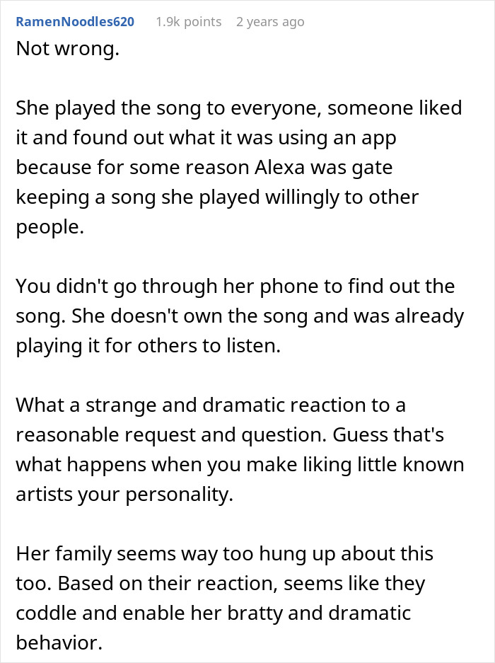 Text post discussing a woman using Shazam to identify a song and a family drama involving a cousin's tantrum. Text post discussing a woman using Shazam to identify a song and a family drama involving a cousin's tantrum.