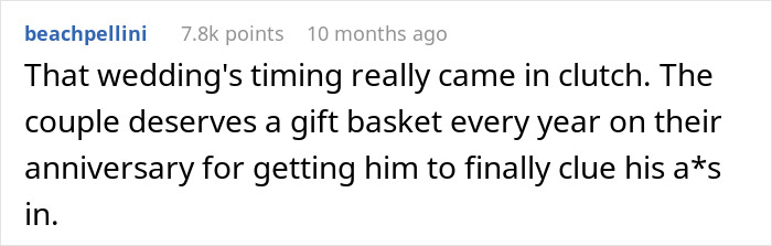Screenshot of a Reddit comment discussing a husband's neglect of his pregnant wife after choosing his chosen family.