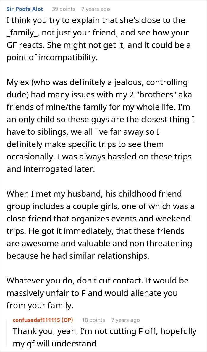 Commenter discusses challenges when a woman breaks up with her boyfriend over his close female friend and family ties. Commenter discusses challenges when a woman breaks up with her boyfriend over his close female friend and family ties.