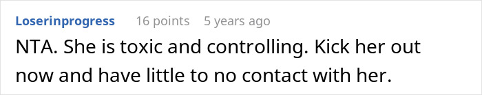 Comment about toxic and controlling woman making sister adopt her kid and preventing more children.