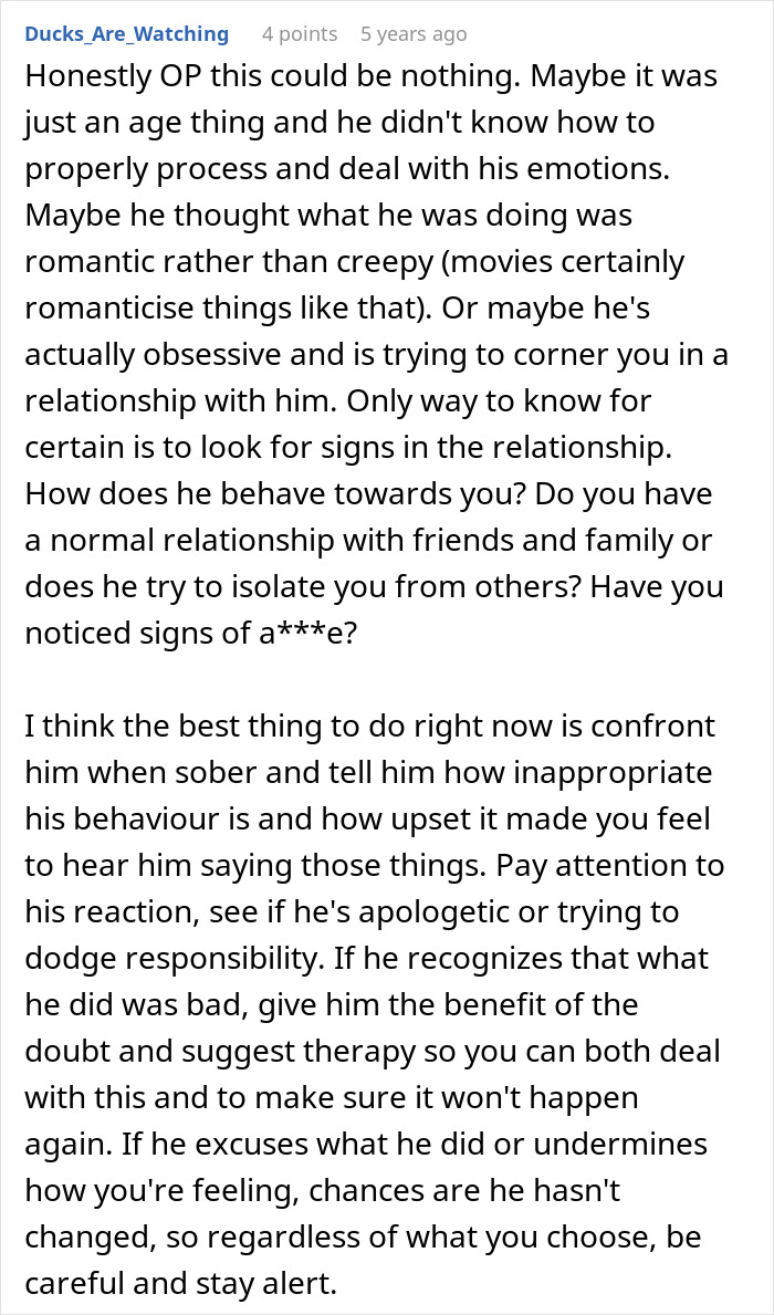 Man&rsquo;s creepy confession from age 12 leaves girlfriend questioning relationship and signs of obsession and emotional isolation.