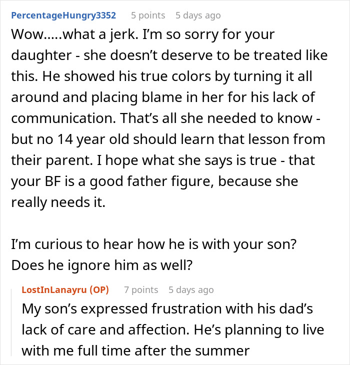 Reddit conversation showing a teen confronting dad after he forgot her birthday and his hurtful response. Reddit conversation showing a teen confronting dad after he forgot her birthday and his hurtful response.