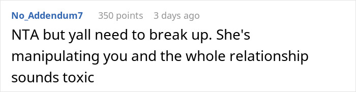 Screenshot of Reddit comment discussing a toxic relationship where pregnant GF threatens to terminate pregnancy in arguments.
