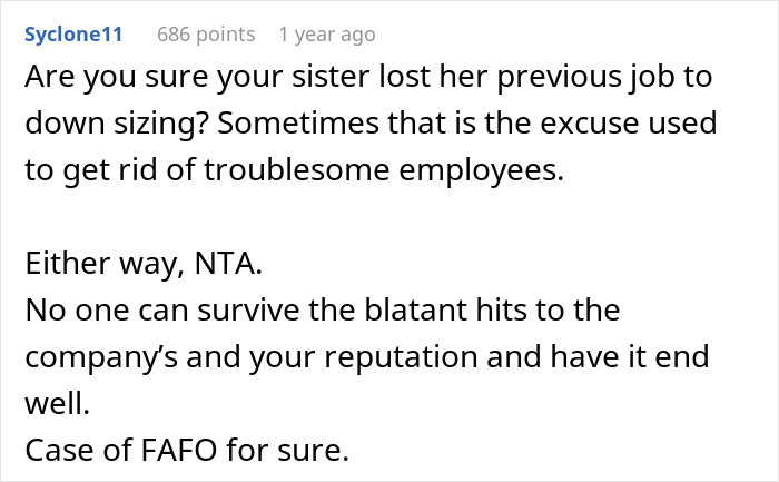 Alt text: CEO hires her sister after downsized job loss, uncovering the real reason behind her termination unexpectedly