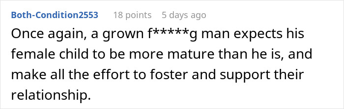 Comment on a screen showing a teen confronting her dad after he forgot her birthday, highlighting strained relationship issues. Comment on a screen showing a teen confronting her dad after he forgot her birthday, highlighting strained relationship issues.